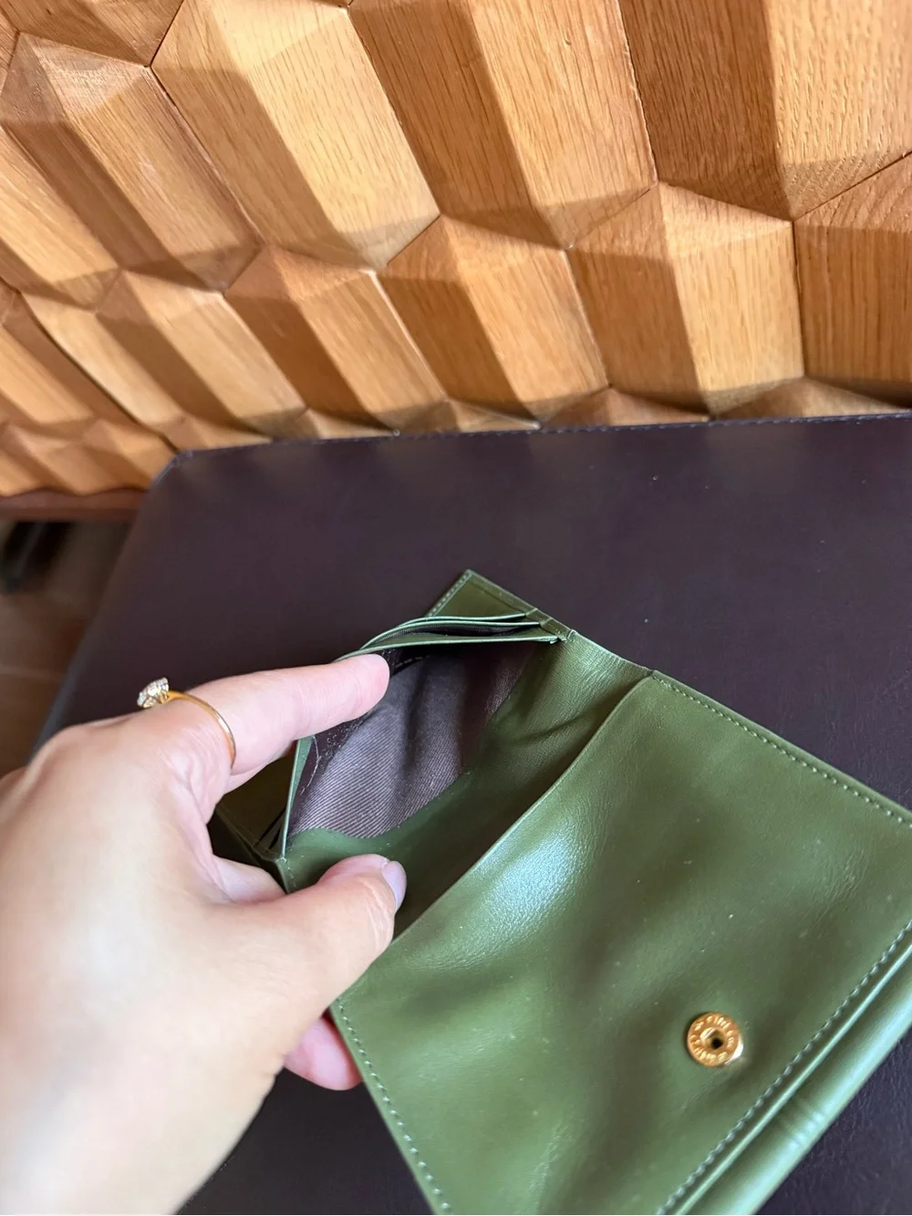 Givenchy Olive Green Leather Bi-fold Wallet